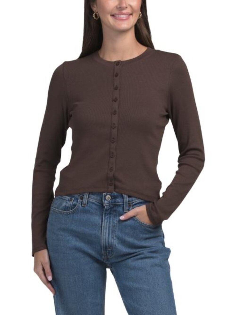 RAG & BONE Essie Rib Button Long Sleeve Top
